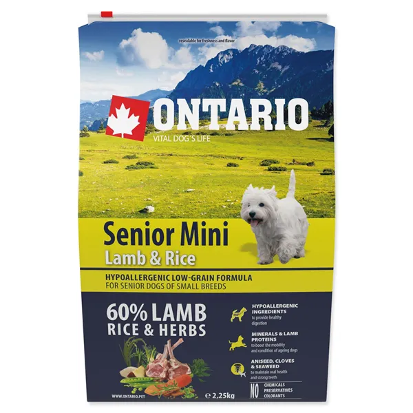 Ontario Senior Mini Lamb & Rice 2,25 kg