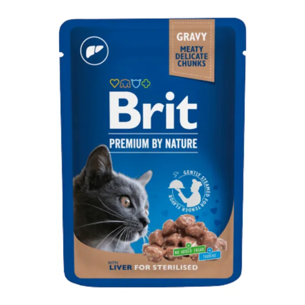 Brit Premium Cat Pouches Liver for Sterilized 100 g