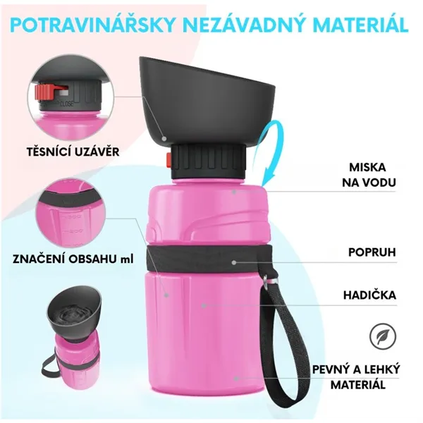 LESOTC Cestovní lahev a miska v jednom 600 ml - růžová