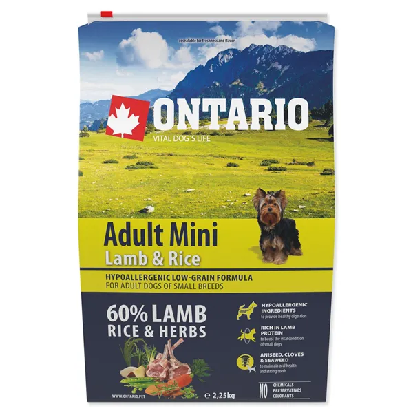 Ontario Adult Mini Lamb & Rice 2,25 kg