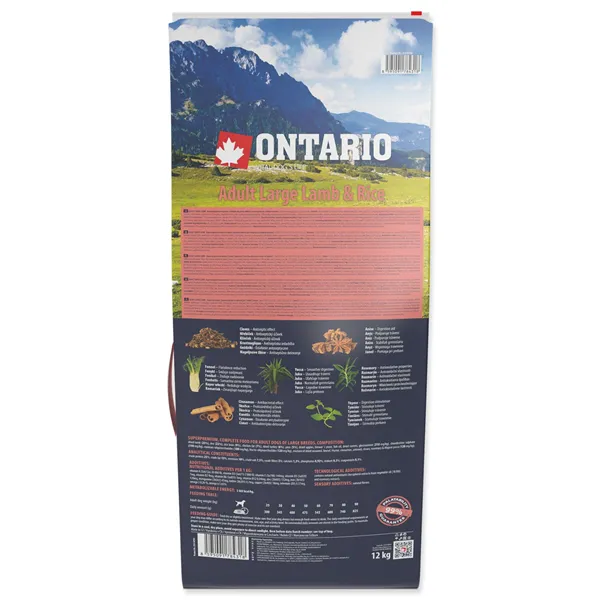 Ontario Adult Large Lamb & Rice 12 kg