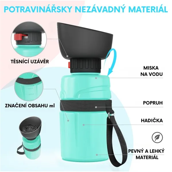 LESOTC Cestovní lahev a miska v jednom 600 ml - tyrkysová