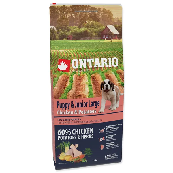 Ontario Puppy & Junior Large Chicken & Potatoes 12 kg