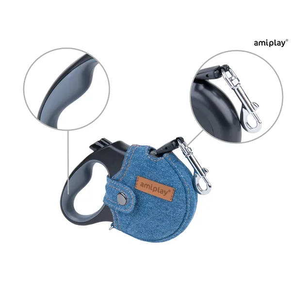 Amiplay Vodítko Infini s Denim L 5m - 25 kg modrá